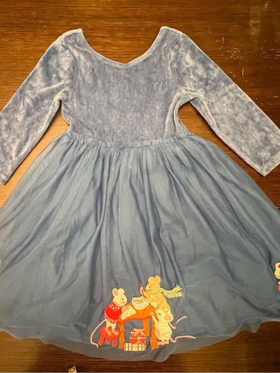 mini boden birthday dress | Dresses | Mini Boden 78y Velvet Tulle Layered Appliqu Holiday Bluejay Festive Mice attribute:embellishments:Pockets Early 2000s Wedding Dress Women's size:18 Crewneck Long sleeves Chest
